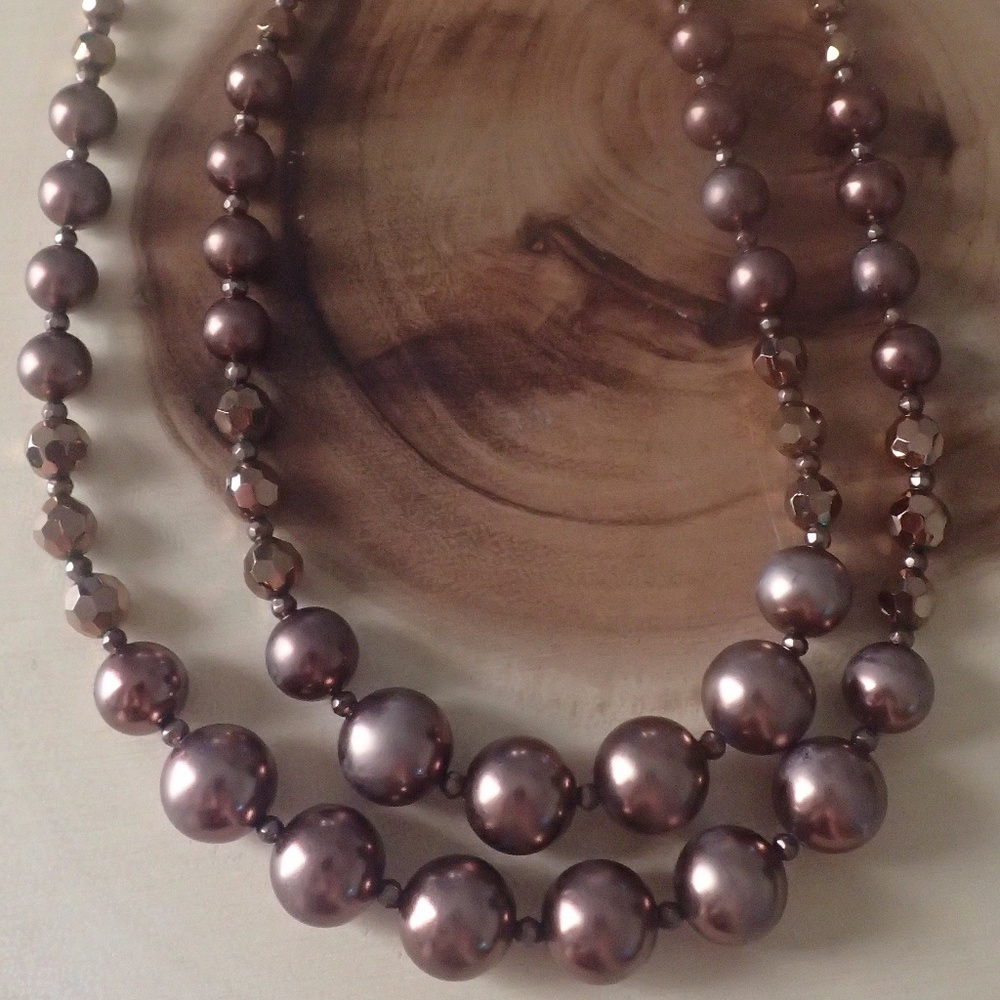 Vintage Bronze Double Strand Bead Necklace