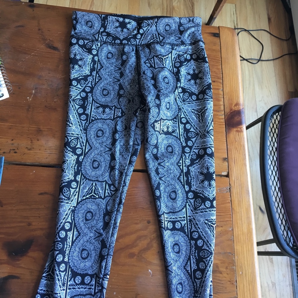 Black White Geometric Leggings Women S