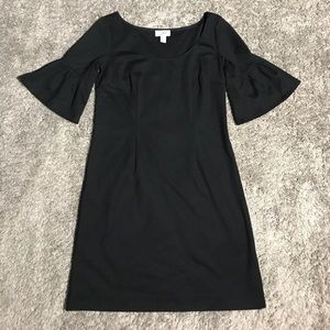 LOFT Black Dress- ruffle bell sleeves, size 4.