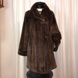 🎄Jones New York Faux Fur Sable Mink Swing Coat XL