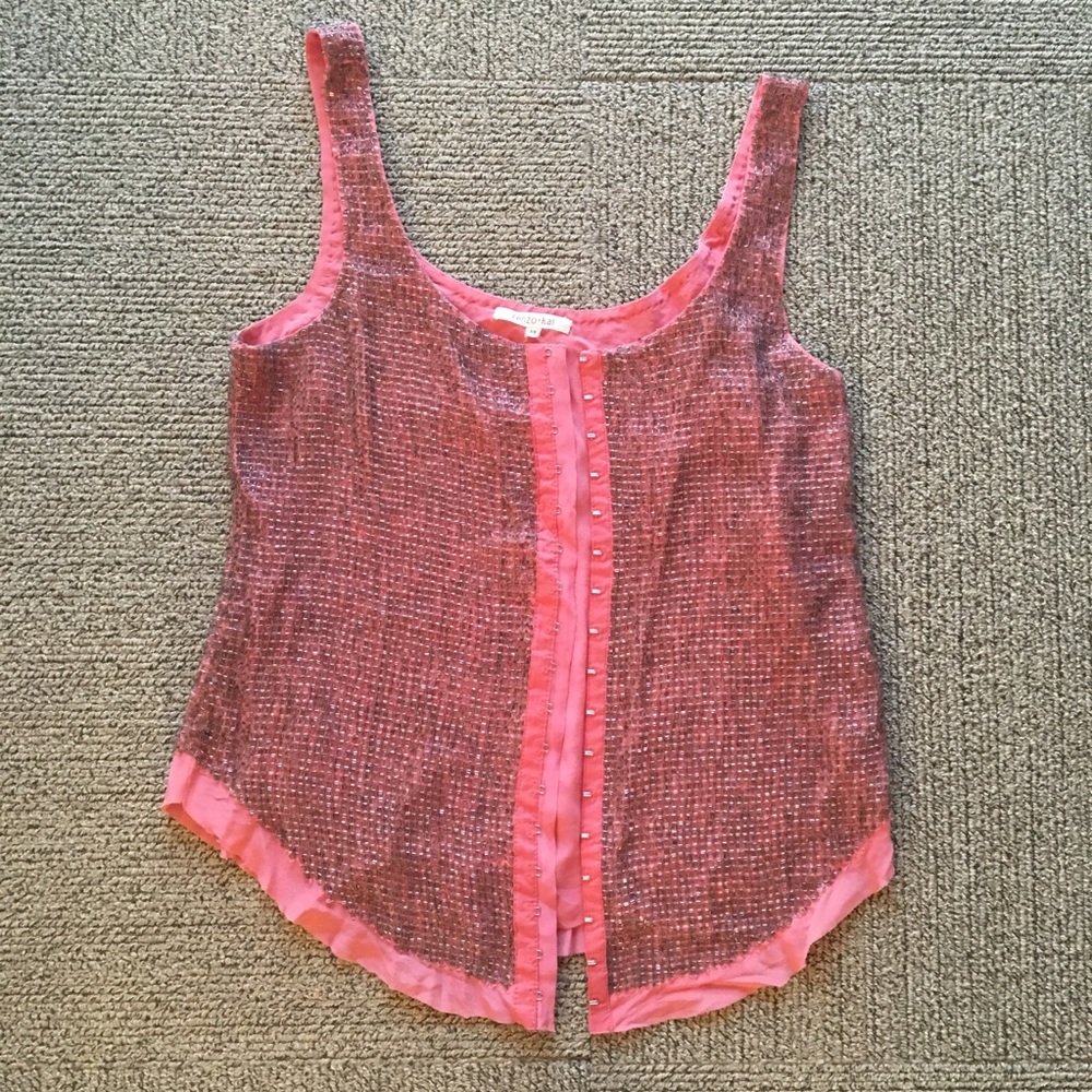 Exquisite pink silk beaded tank