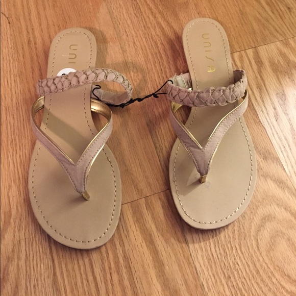 Unisa Shoes - Unisa Tan & Gold Sandals, New, size 8.5 / 8