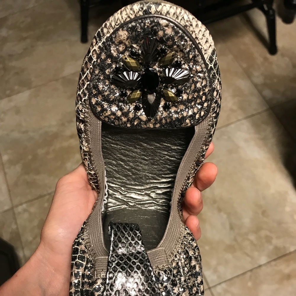 Yosi Samra Jeweled Snakeskin Flats