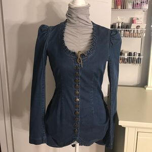 Gorgeous Bustle train denim top size 8