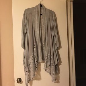 Grey open front flowy cardigan
