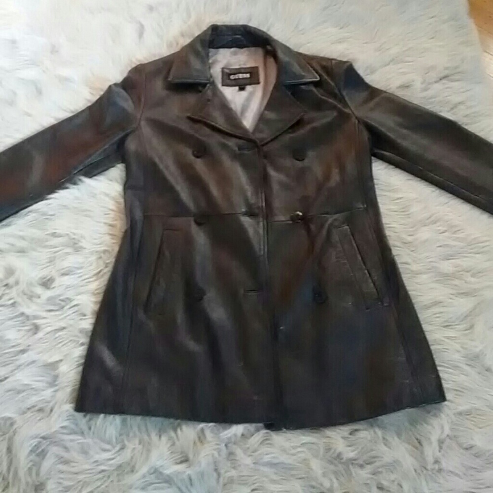 Black guess leather coat