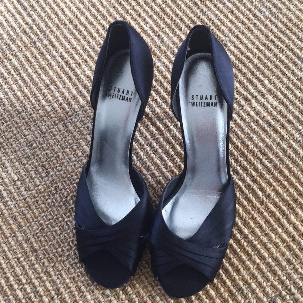 Stuart Weitzman Black Satin Shoes Size 8
