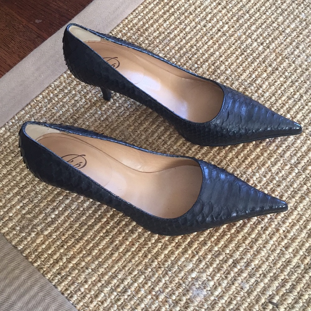 Black Italian Snakeskin Shoes