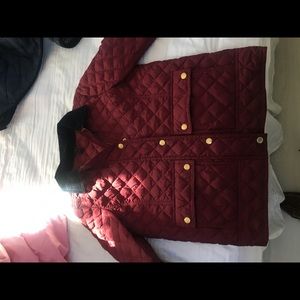 Red j crew quilted jacket