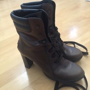TOD'S Lace Up Boots Size 39 Brown High Heel