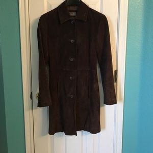 Dark Brown Suede Trench Coat