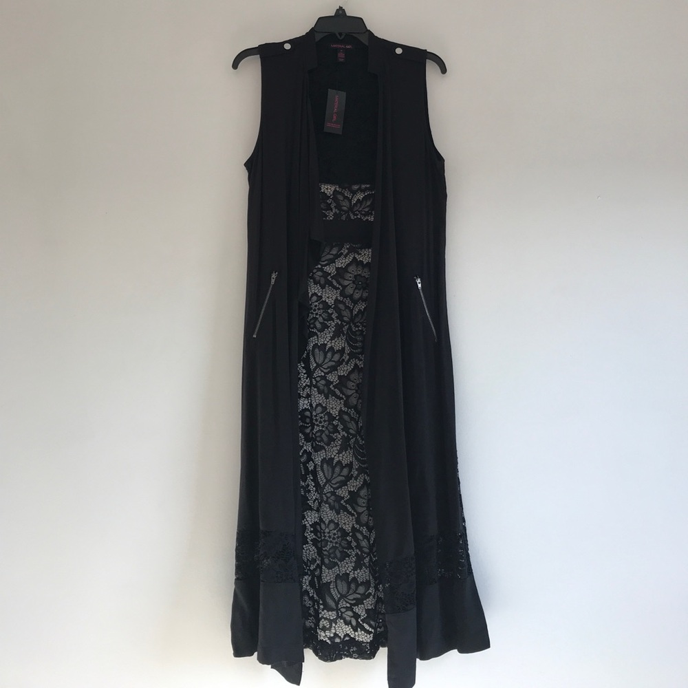 Material Girl Lace Mixed Media Vest