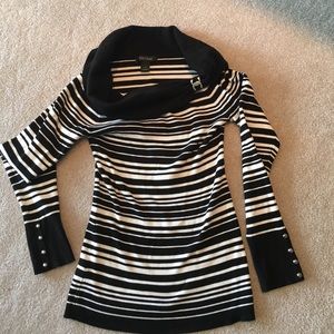 WHBM black and cream striped sweater