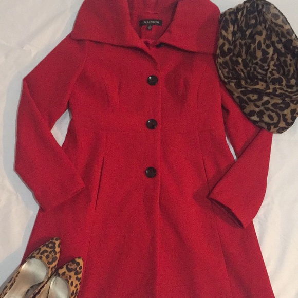 1 Madison Jackets & Blazers - 1 Madison, Medium, red winter pea coat