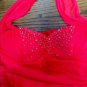 Neon Red Floor Length Dress, Size 5