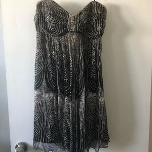 Express strapless black & light grey pattern dress