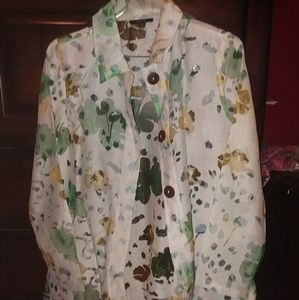 Sheer Kaktus kimono with wooden buttons Size: L