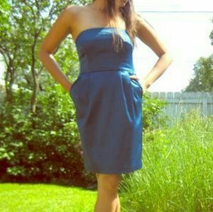Express satin strapless dress
