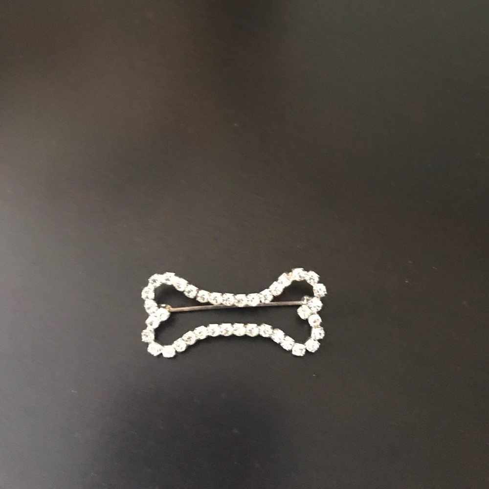 Rhinestone dog bone pin