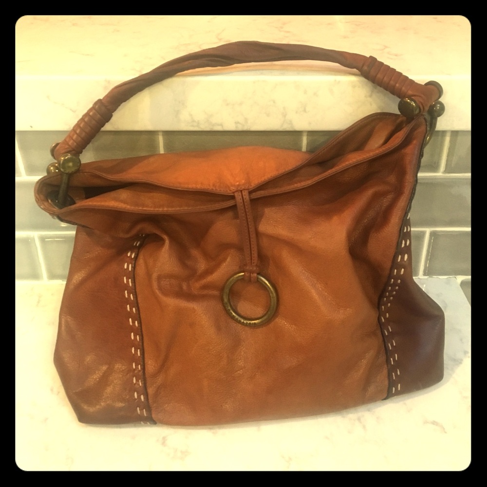 BCBG Max Azria Brown Leather Hobo Bag
