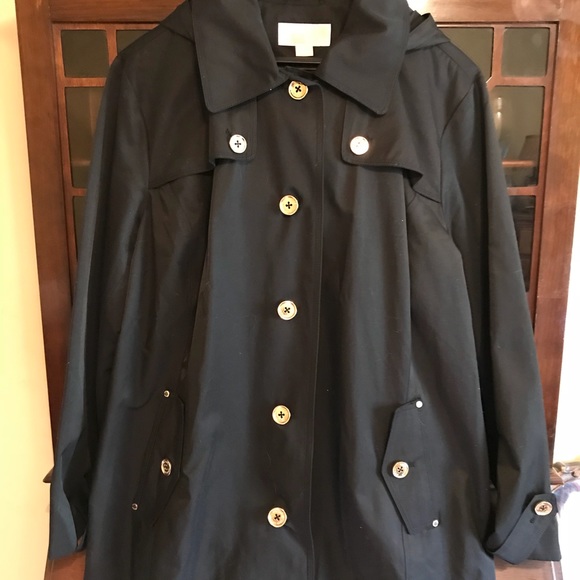 michael kors black raincoat with hood