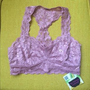 NWT Pink Floral Lace Bralette with Racerback