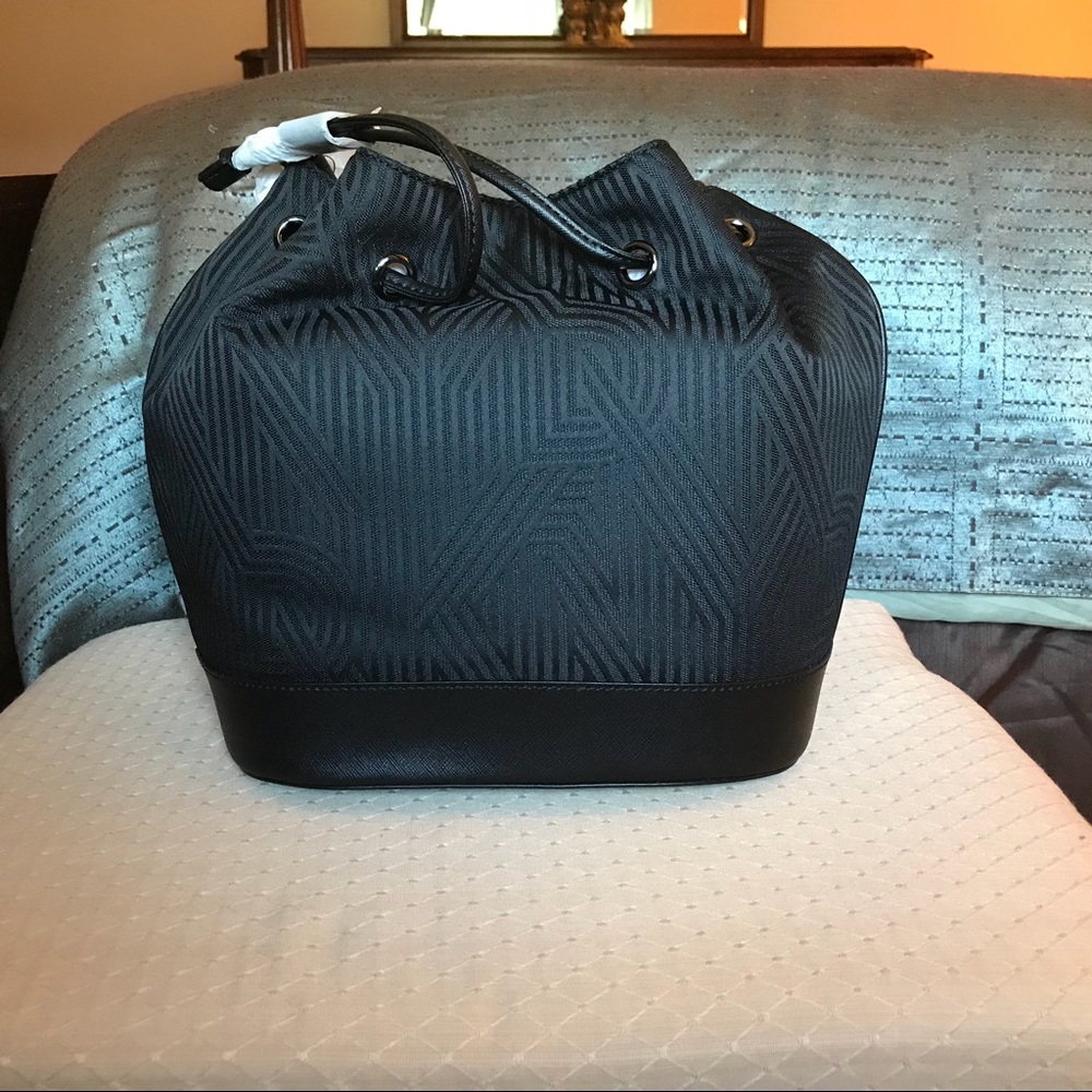 DKNY Black Crossbody Crosswalk Jacquard hand Bag