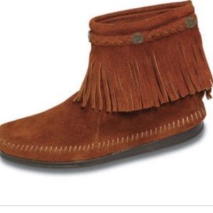 Minnetonka suede fringe ankle boots