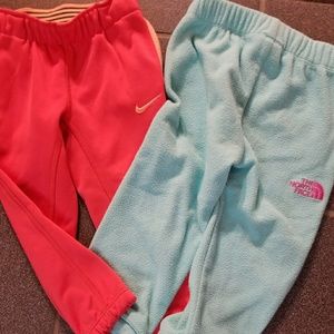 The North Face fleece pant & Nike Dri-fit pant