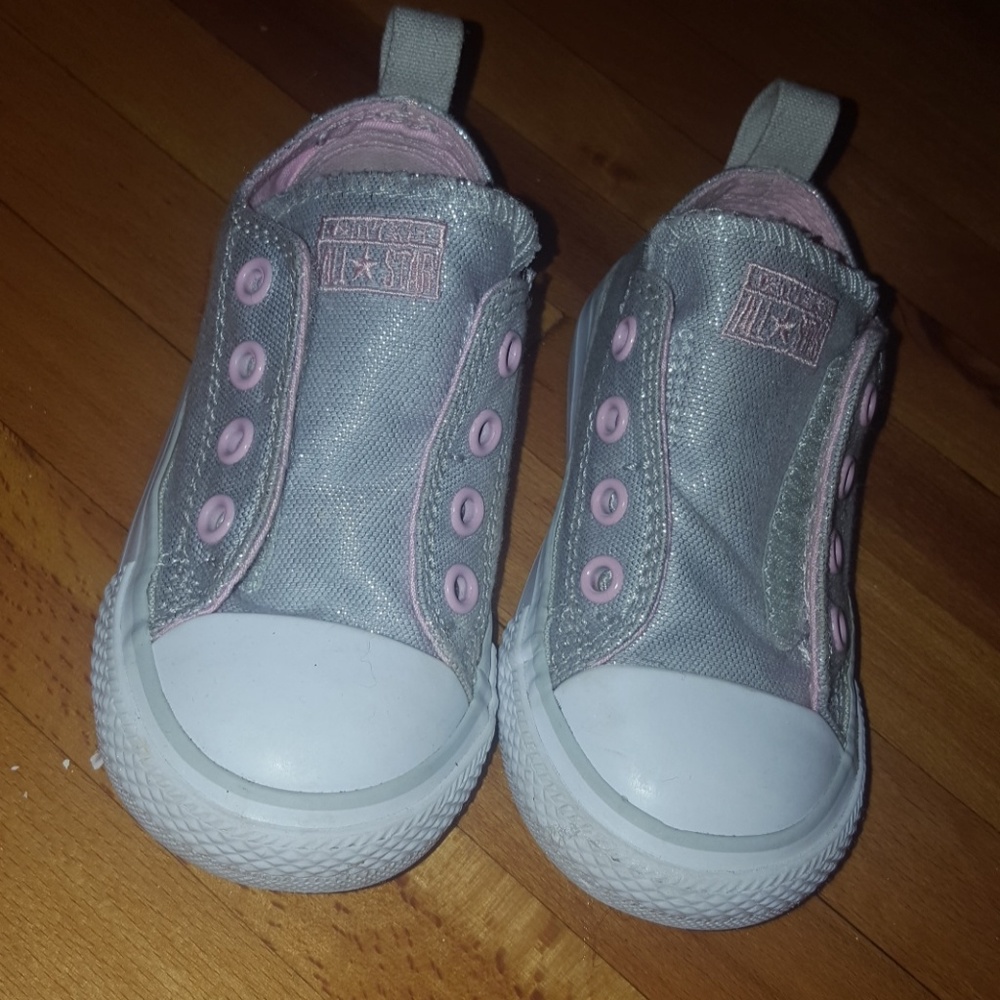 Girl Toddler Converse- Sparkly Silver Sneakers