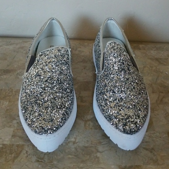 Liliana Shoes - Silver Glitter Slip on Shoes NWT