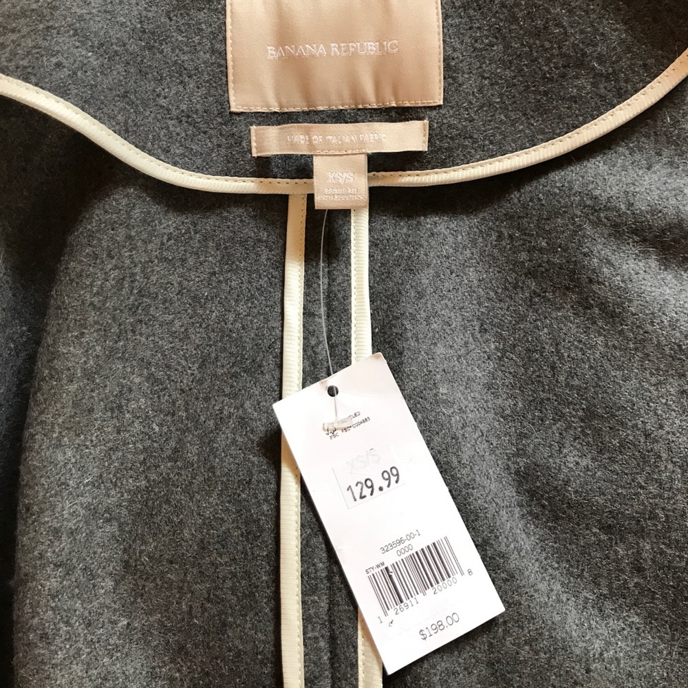 BR Grey Wool Cape with Brown Faux Leather XS/S - Picture 5 of 8