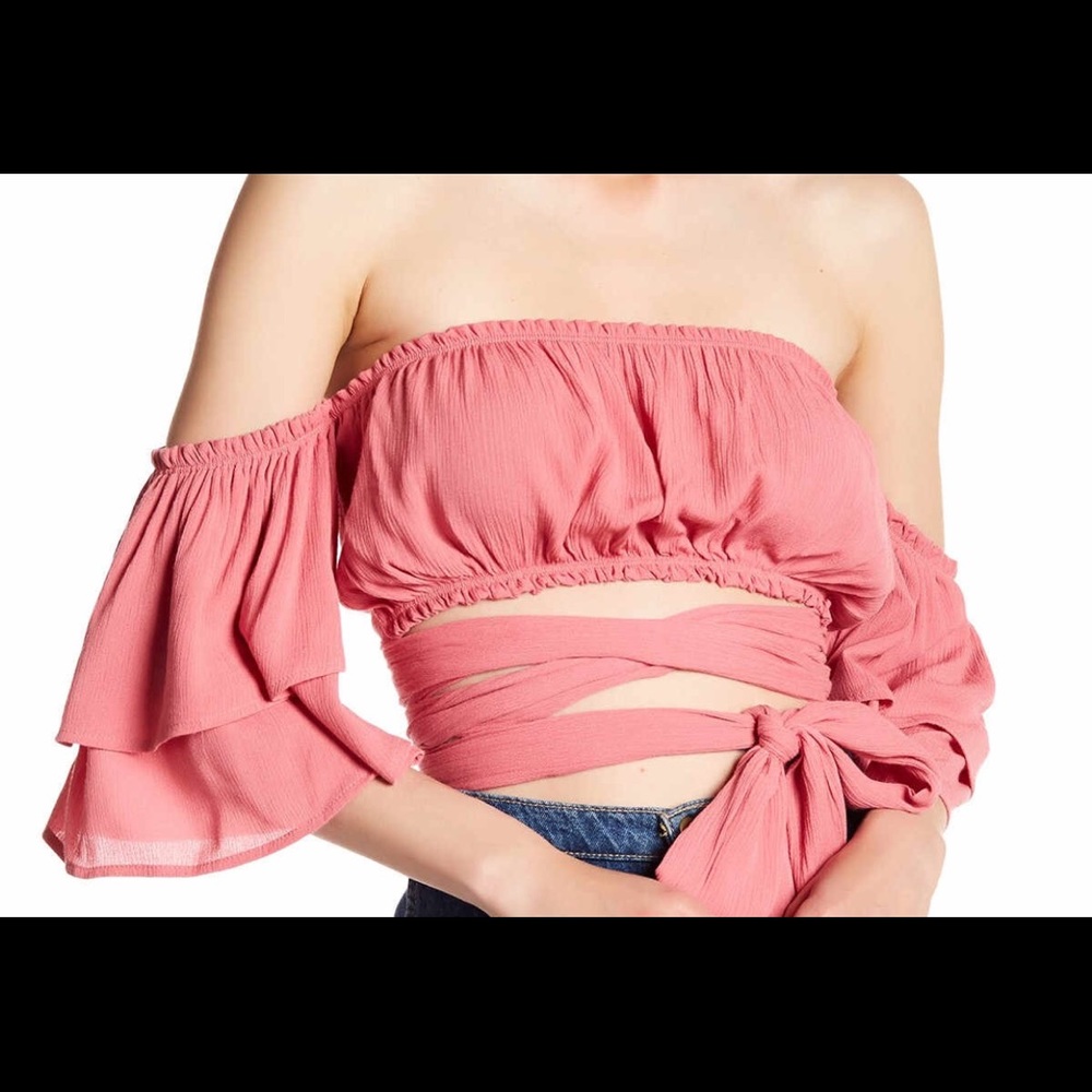 NWT LOVE, ZOE SIZE LARGE ROSE WRAP SEXY TOP