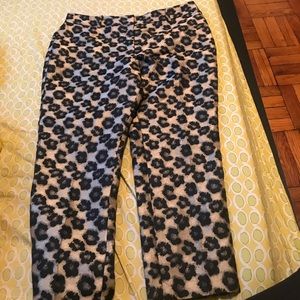 Flower Print Jacquard Pants