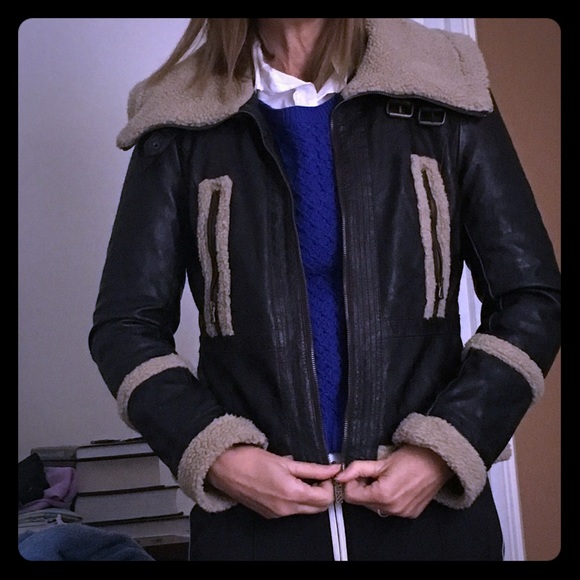 Guess Jackets & Blazers - Vintage Guess Faux Leather Jacket - Dark Brown
