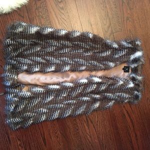 Multi color long faux fur vest size small
