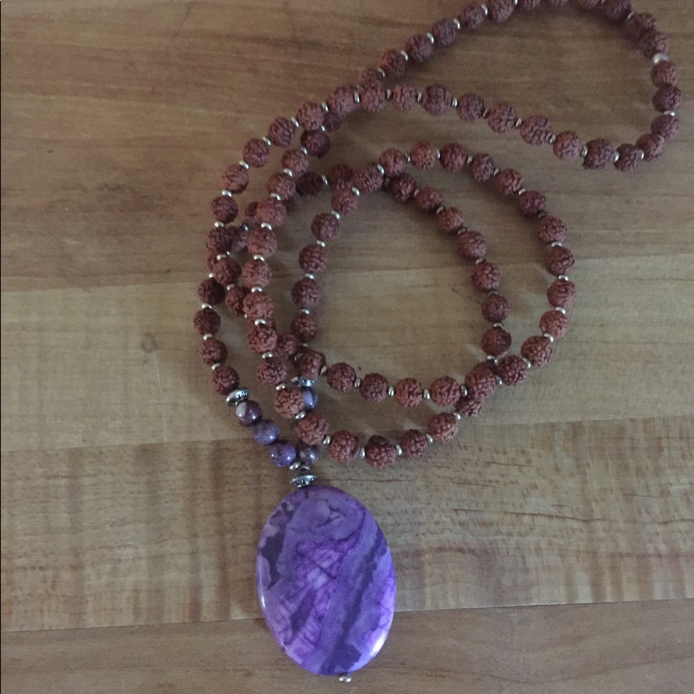 Purple Agate Mala Necklace