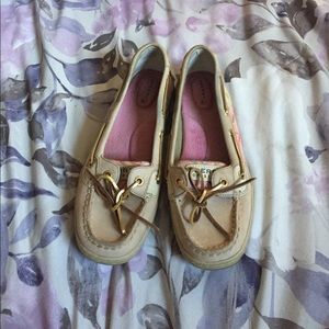 Pink and Tan Sperry Boat Shoes