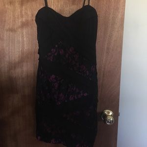 Cocktail dress, pink and black.