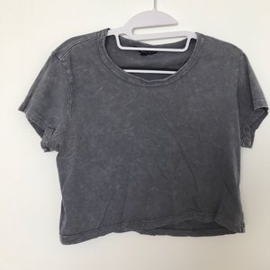 Gray acid wash crop top