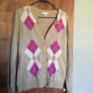Argyle pink and tan sweater