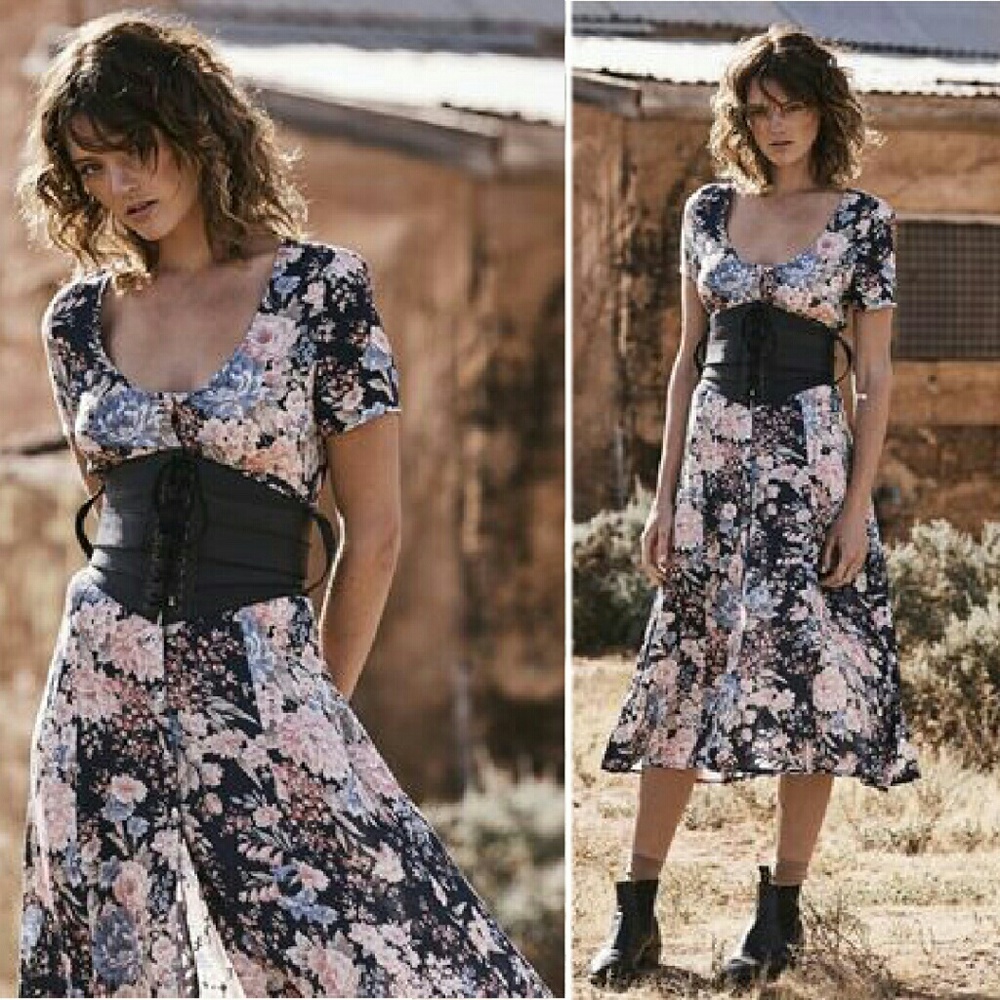 Auguste Alice day dress navy francis floral XS 6 - Picture 4 of 16