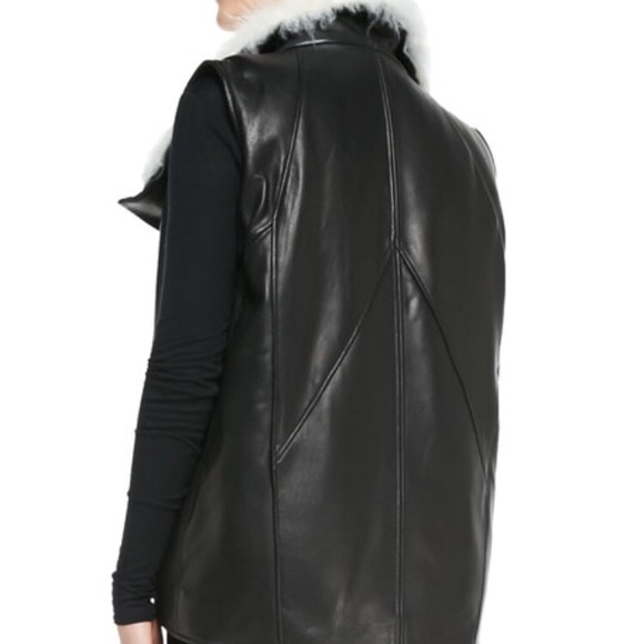Helmut Lang fur trimmed leather vest NWOT