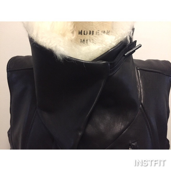 Helmut Lang fur trimmed leather vest NWOT