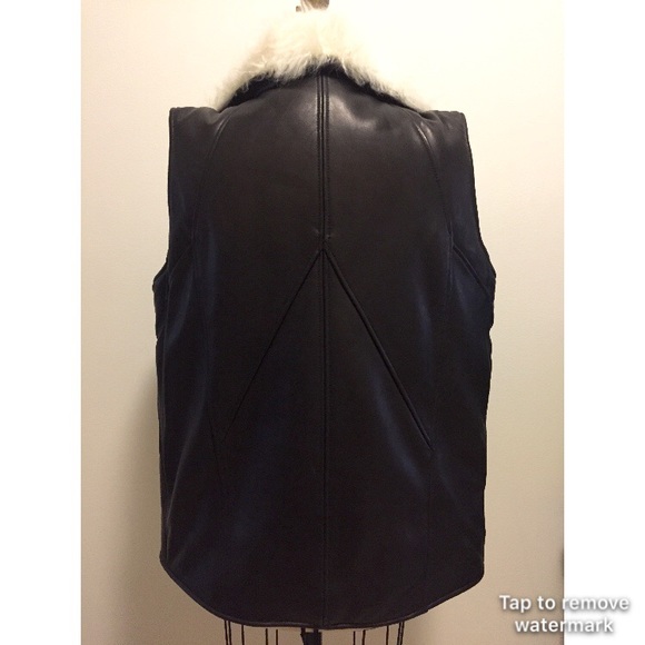 Helmut Lang fur trimmed leather vest NWOT