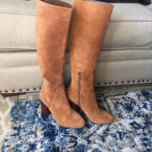 Vince Camino suede knee high stacked heel boots