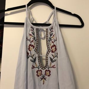 Lush blue embroidered tank