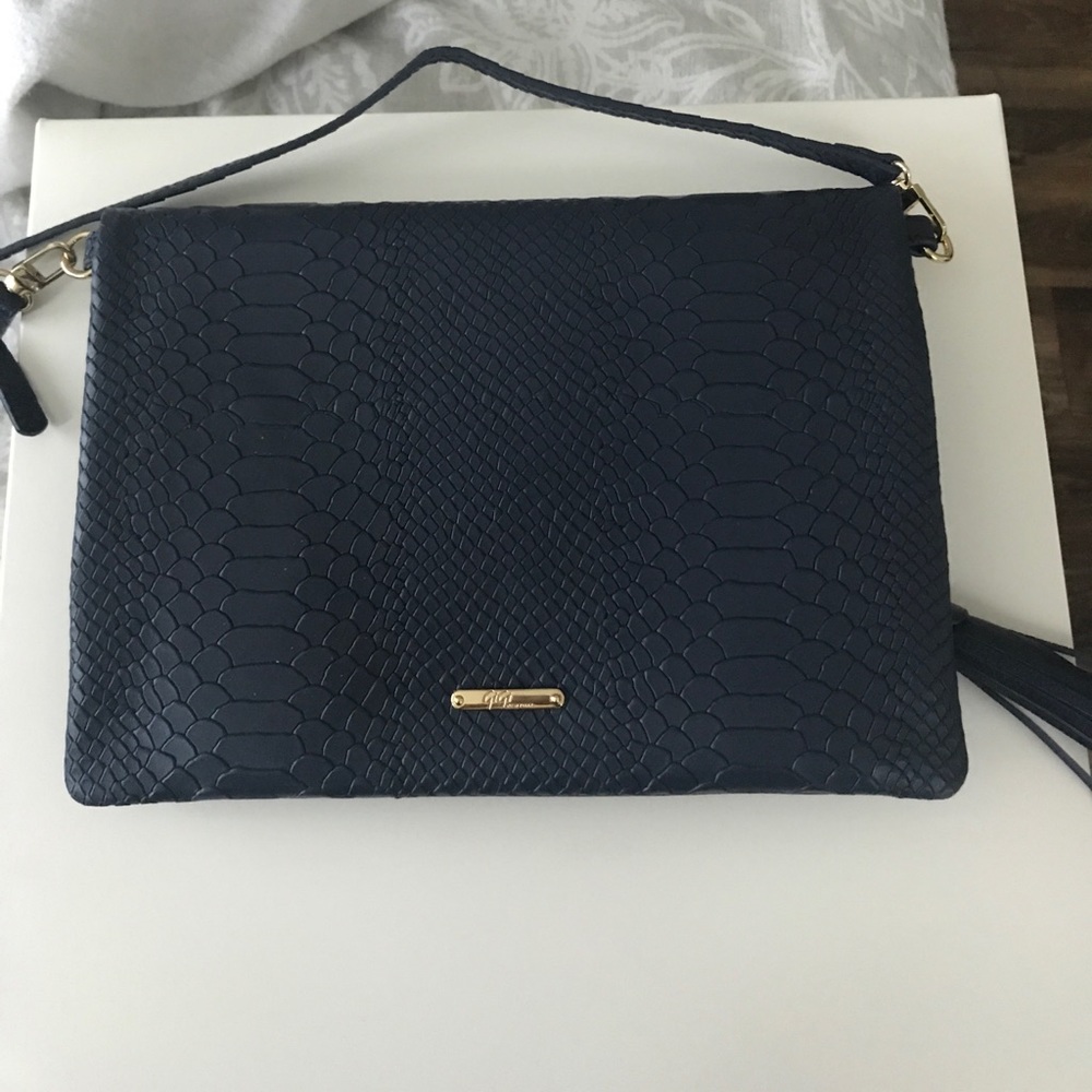 GiGi New York navy crossbody bag or clutch.