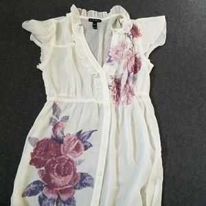 Size small sheer cream colored blouse