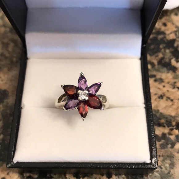 Jewelry - STERLING SILVER GENUINE AMETHYST/GARNET 5 3/4 NIB